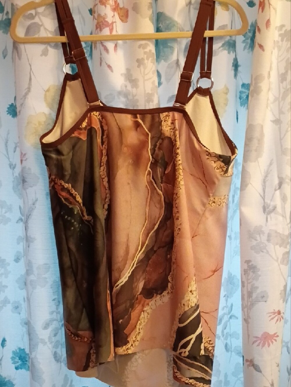Brown Marble-Print Spaghetti Strap Swim Top - Picture 6 of 6